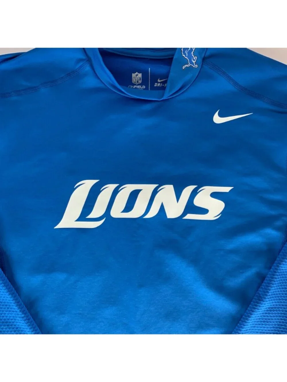 Detroit Lions Blue Nike Dri Fit On Field Long Sleeve Compression Shirt Mens Larg